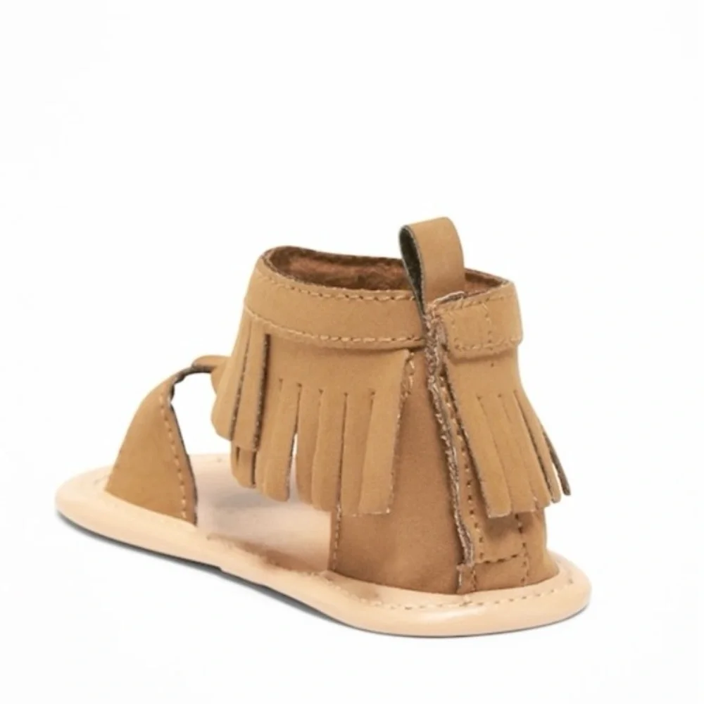 Old Navy Tan Sueded Fringe Gladiator Sandals